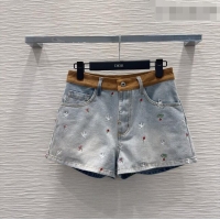 Reasonable Price Dior Embroidered Cotton Washed Denim Shorts DR032407 Blue 2026