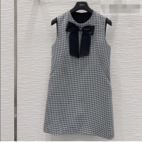 Famous Brand Dior Houndstooth Short Dress with Bow DR032419 Black/White 2026