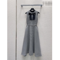 Good Quality Dior Houndstooth Long Dress with Bow DR032419 Black/White 2026