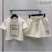 Hot Sell Cheap Dior Cotton T-Shirt and Shorts Set DR032501 White 2026