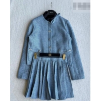 Luxury Cheap Dior Wool Jacket and Skirt Set DR032517 Blue 2026