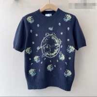 Buy Discount Dior Short-Sleeved Sweater D041112 Blue 2026