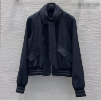 Unique Style Dior Jacket with Ascot-Effect Tied Collar D041409 Black 2026