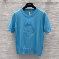 Top Grade Dior Wool Short-sleeved Sweater D041415 Blue 2026