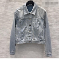 Famous Brand Dior Medaillon Cropped Jacket in Light Blue Cotton Denim D041417 2026