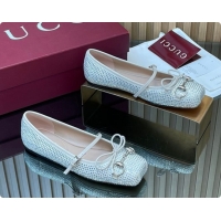 Pretty Style Gucci Crystal Horsebit Ballets Flat White 2026 852381
