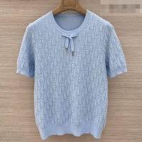 Classic Grade Dior Knit Short-sleeved Sweater D041427 Light Blue 2026