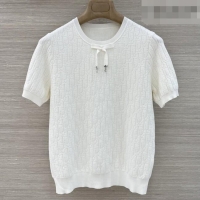 Original Cheap Dior Knit Short-sleeved Sweater D041429 White 2026
