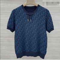 Buy Best Price Dior Knit Short-sleeved Sweater D041428 Deep Blue 2026