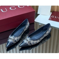 Stylish Gucci Savoy Ballerina in Leather & GG Canvas 875050 Deep Blue 2026