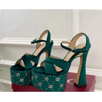 Charming Gucci Velvet Platform Sandals G080111 Green 2026