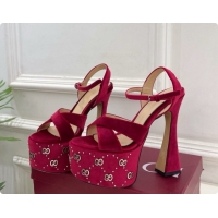 Hot Style Gucci Velvet Platform Sandals G080111 Burgundy 2026