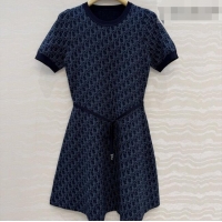 Grade Design Dior Short Flared Dress with Belt 42103 Navy Blue 2026