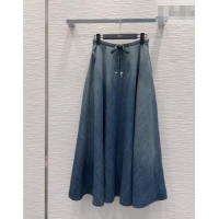 Best Quality Dior Mid-Length Belted Skirt D42113 Denim Blue 2026