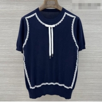 Famous Brand Dior Knit Short-sleeved Sweater D42116 Deep Blue 2026