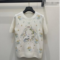 Promotional Dior Knit Short-sleeved Sweater with Embroidery DR042218 White 2026