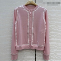 New Design Dior Lace Trim Cardigan DR042214 Pink 2026