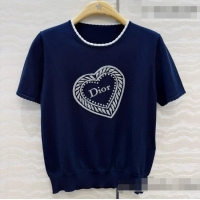 Low Price Dior Wool Short-sleeved Sweater D081227 Blue 2026