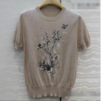 Unique Inexpensive Dior Wool Short-sleeved Sweater D081228 Beige 2026