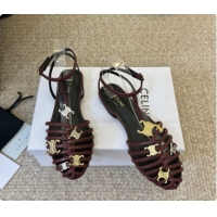 Hot Style Celine Cage Flat Sandals in Calfskin C080326 Burgundy 2026