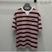 Trendy Design Prada Striped Cotton T-Shirt PR032544 Pink 2026