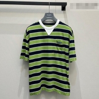 Reasonable Price Prada Striped Cotton T-Shirt PR032544 Green 2026