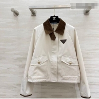 Original Cheap Prada Jacket PR042218 White/Brown 2026