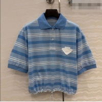Best Price Prada Cotton Striped Polo Shirt PR042220 Blue 2026