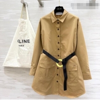 Luxury Discount Celine Shirt Dress CE032543 Khaki 2026