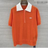 Low Cost Celine Wool Short-sleeved Sweater C42118 Orange 2026