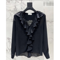 Low Cost Saint Laurent Ruffles Shirt YSL032501 Black 2026