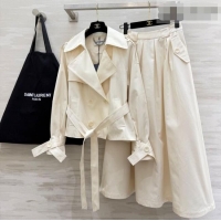 Most Popular Saint Laurent Jacket and Skirt Set YSL032543 White 2026