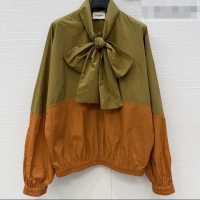 Low Cost Saint Laurent CASSANDRE Windbreaker in Nylon S041446 Orange/Green 2026