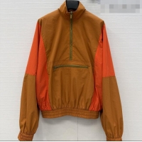 Best Discount Saint Laurent CASSANDRE Windbreaker in Nylon S42106 Orange/Brown 2026