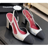 Good Quality Chanel Silver Leather & Grosgrain Slingbacks Pump CH072708 2026