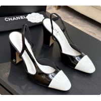 Top Design Chanel Patent Leather Slingbacks Pump CH072709 Black/White 2026