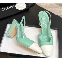 Sumptuous Chanel Lambskin Slingbacks Pump CH072711 Light Green 2026