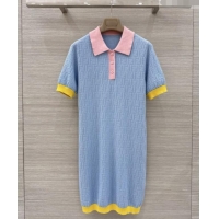 Discount Design Fendi Knit FF Dress F041012 Blue 2026