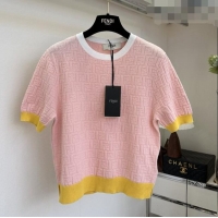 Best Product Fendi Knit FF T-shirt F041124 Pink 2026