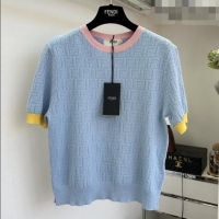 Reasonable Price Fendi Knit FF T-shirt F041125 Blue 2026
