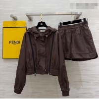 Good Looking Fendi Jacket and Shorts Set 0422 Brown 2026