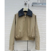 Super Quality Bottega Veneta Lambskin Leather Neck Jacket BV032502 Khaki 2026