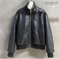 Luxury Cheap Bottega Veneta Intrecciato Lambskin Leather Jacket BV042301 Black 2026