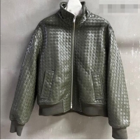 Market Sells Bottega Veneta Intrecciato Lambskin Leather Jacket BV042301 Green 2026