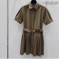 Luxury Discount Loewe Pleated Dress LW032404 Khaki 2026