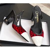 Charming Chanel Mixed Fibers & Patent Leather Slingbacks Pump CH072717 Red 2026