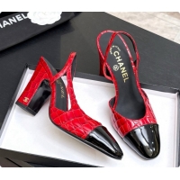 Good Product Chanel Crocodile Pattern Calfskin & Patent Leather Slingbacks Pump CH072720 Red 2026