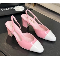 Low Cost Chanel Patent Leather Slingbacks Pump 6.5cm Heel CH072732 Pink 2026
