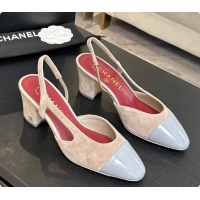 Good Product Chanel Suede & Patent Leather Slingbacks Pump 6.5cm Heel CH072734 Grey 2026
