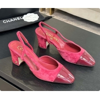 Charming Chanel Suede & Patent Leather Slingbacks Pump 6.5cm Heel CH072733 Burgundy 2026